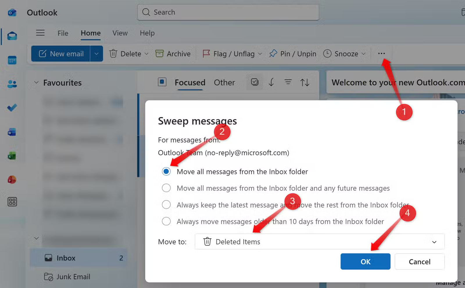 Utilisation de l'outil de balayage dans l'application Outlook.