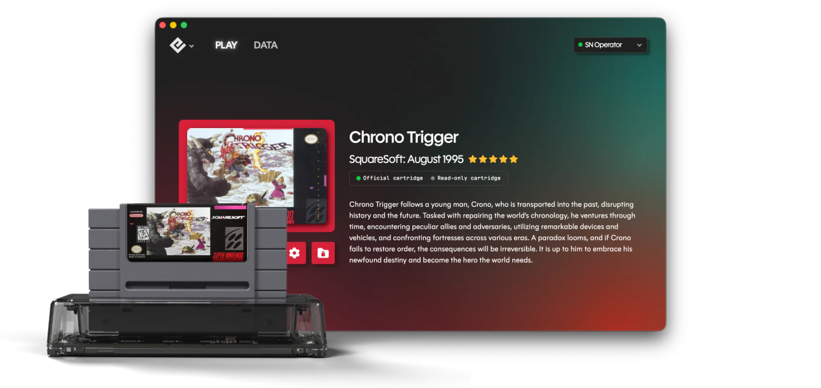 Capture d'écran de l'application de lecture Epilogue Sn Operator