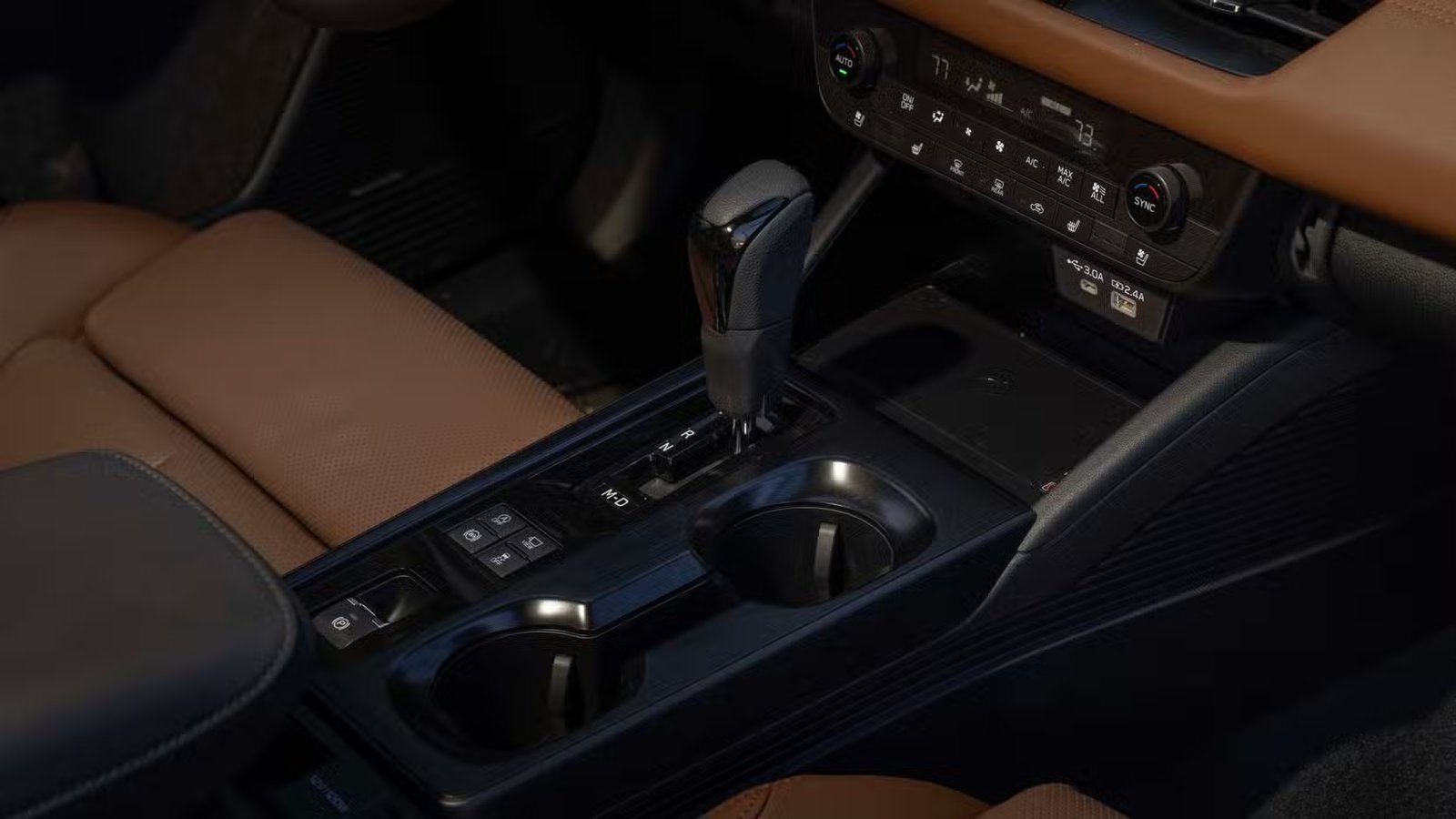 Gros plan du sélecteur de vitesses dans une Subaru Outback 2026.