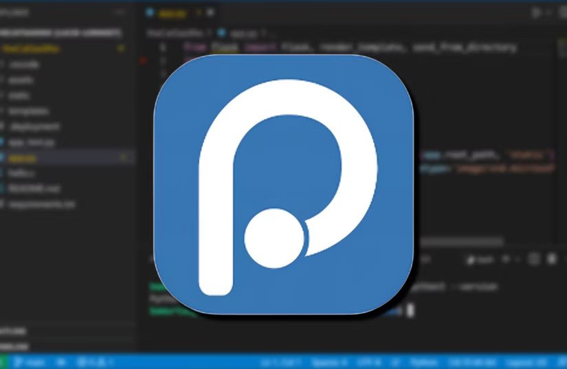 Logo Positron sur un programme VS Code.