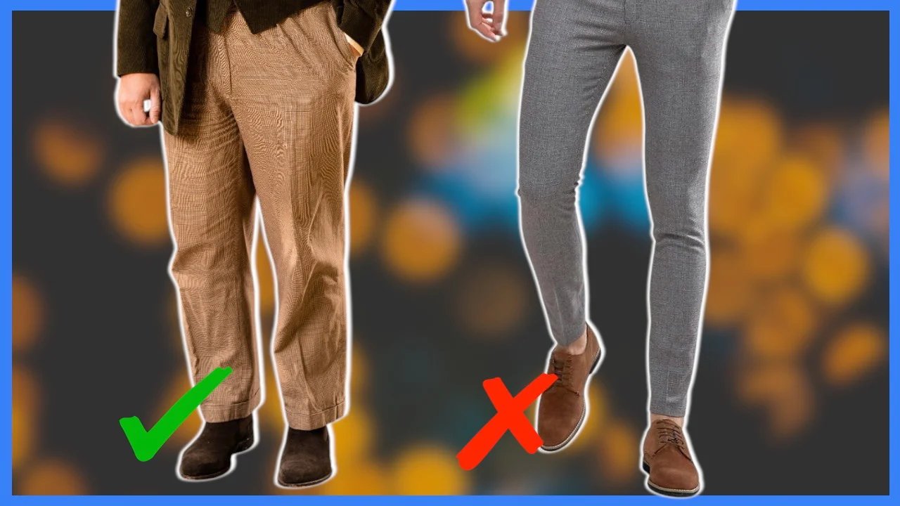 Deux pantalons, l'un marqué d'un carreaux, l'autre d'un x