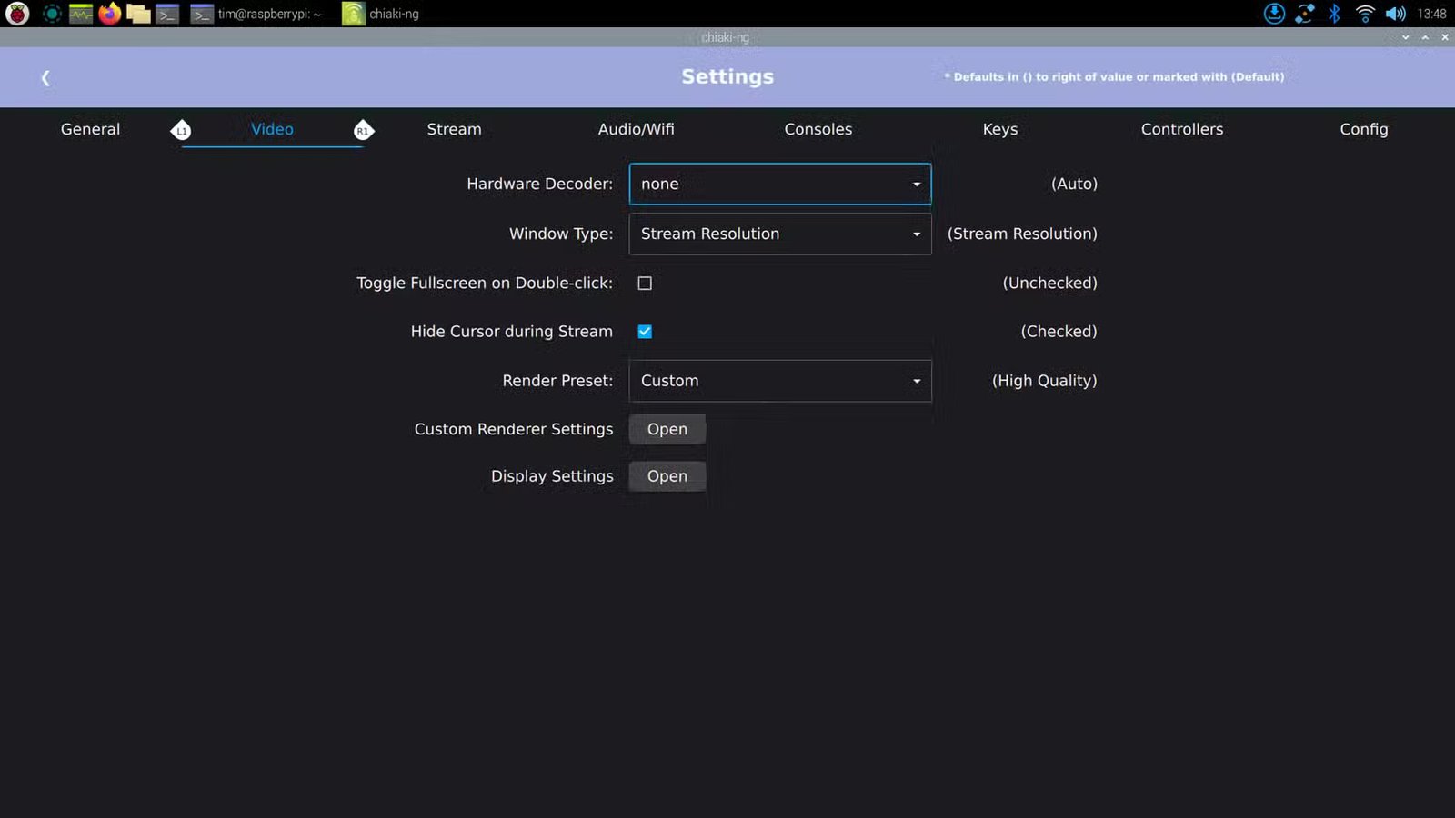 Décodage matériel désactivé à Chiaki-ng.