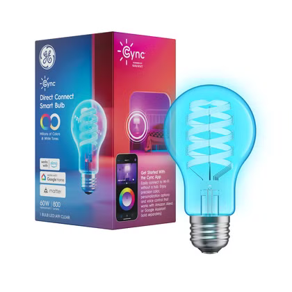 Emballage et ampoule intelligente Cync Clear Full Color Direct Connect A19