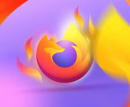 Logo Firefox au centre avec du feu entourant l'image.
