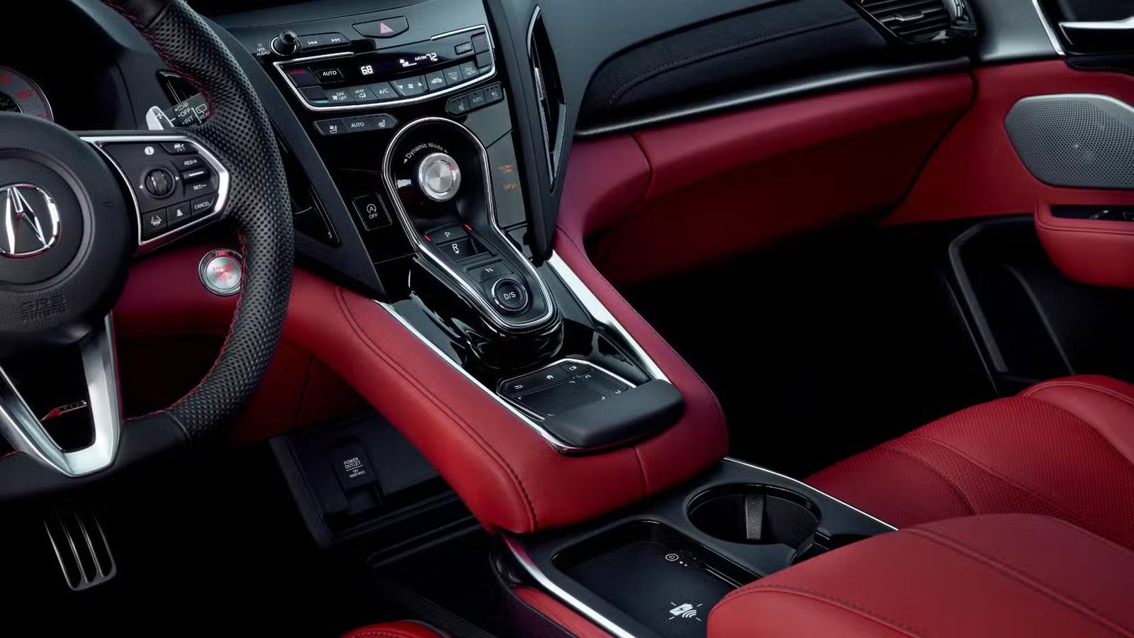Gros plan de l’intérieur d’une Acura RDX A-Spec 2025.