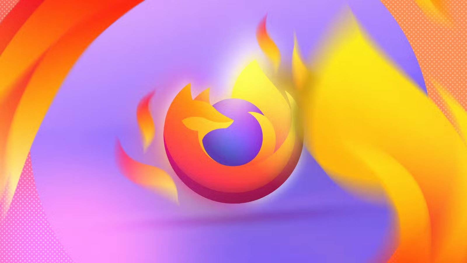 Logo Firefox au centre avec du feu entourant l'image.