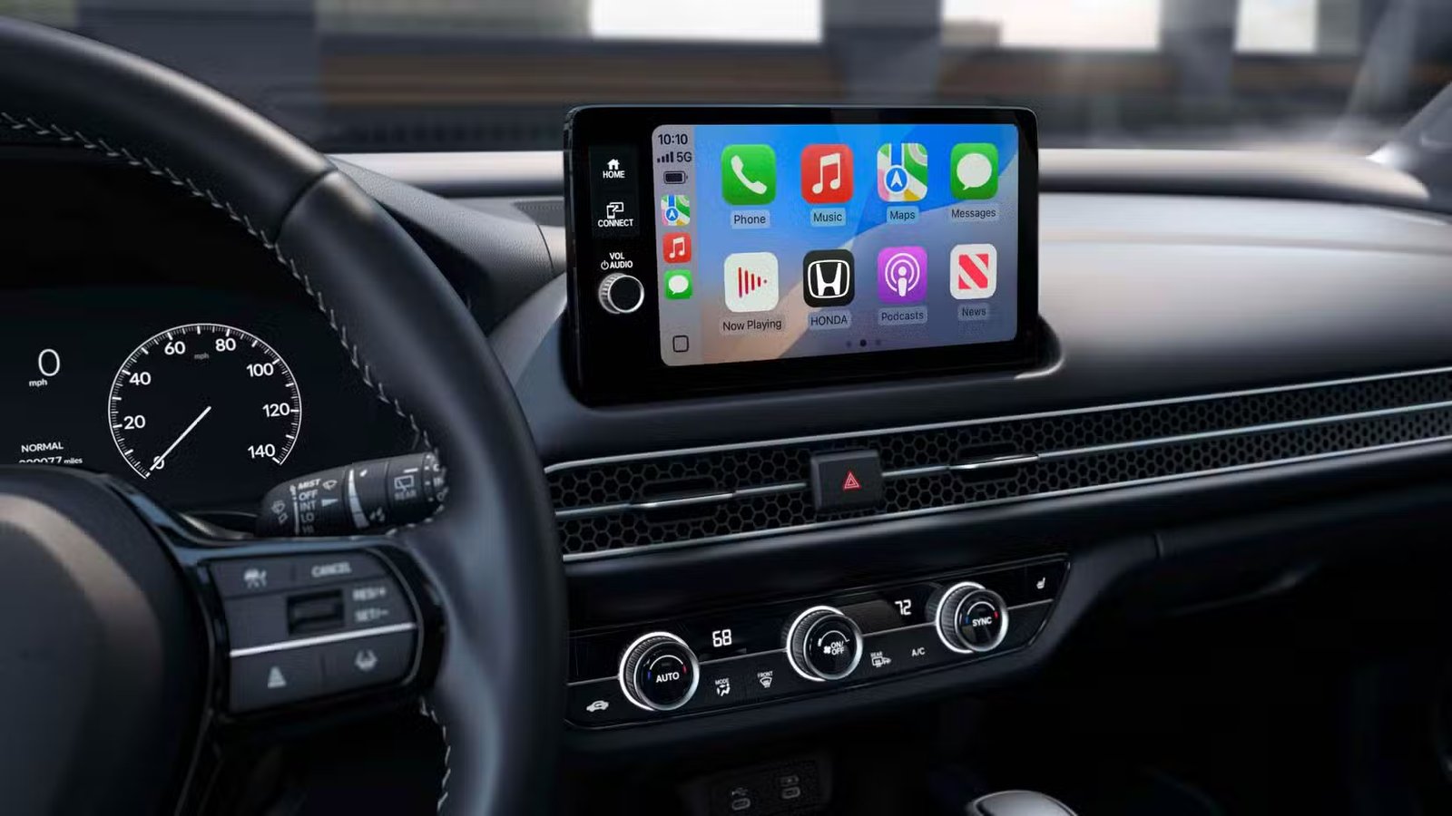 Gros plan de l'écran d'infodivertissement d'un Honda HR-V 2026.