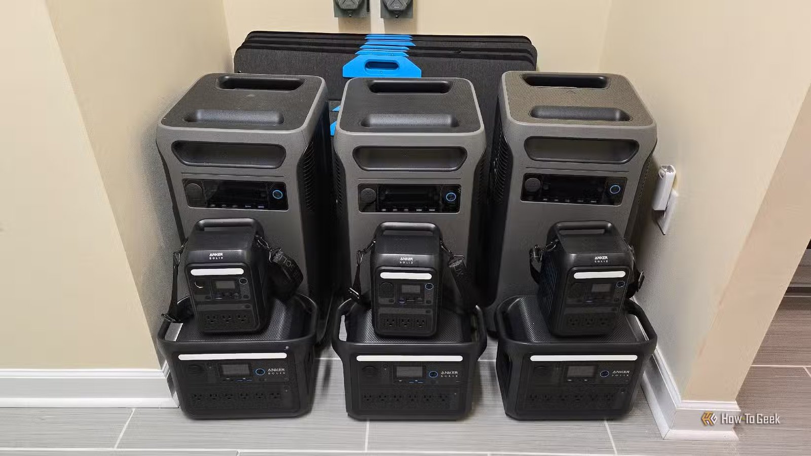 Anker Solix F3800, F3800 Plus, C1000 et C300 avec panneaux solaires portables.