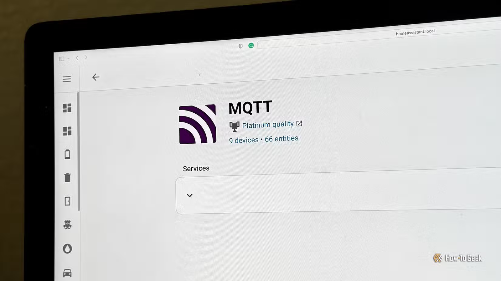 L'intégration MQTT dans Home Assistant sur un ordinateur de bureau.