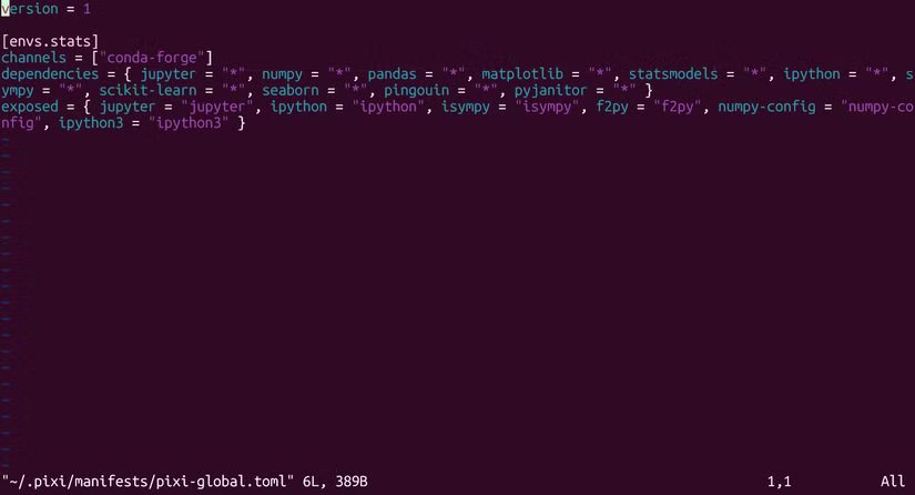 Modification de l'environnement global Pixi