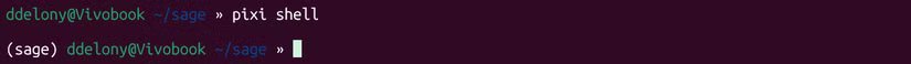 Le shell Pixi s'exécute dans l'environnement sage.