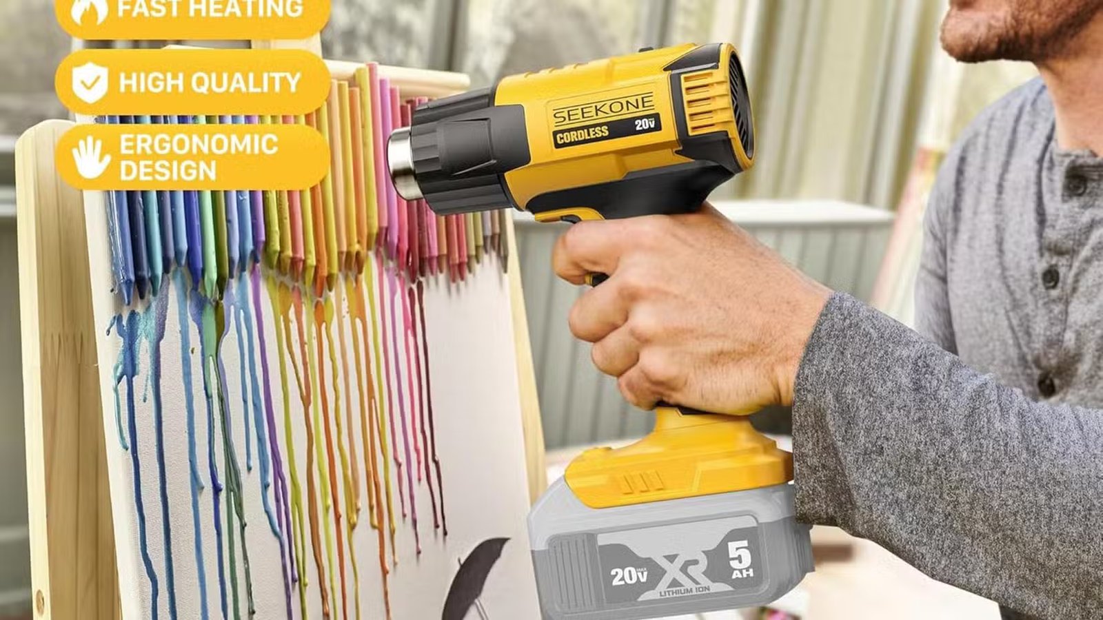 Pistolet thermique sans fil SEEKONE utilisé sur un tableau blanc