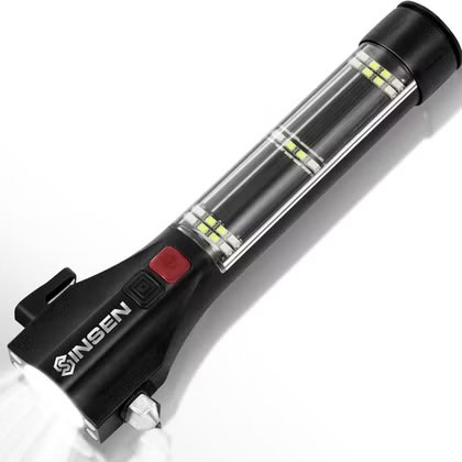 Lampe de poche de marteau de sécurité de voiture SINSEN sur fond blanc