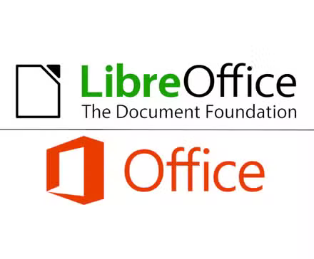 Logo LibreOffice au-dessus du logo Microsoft Office