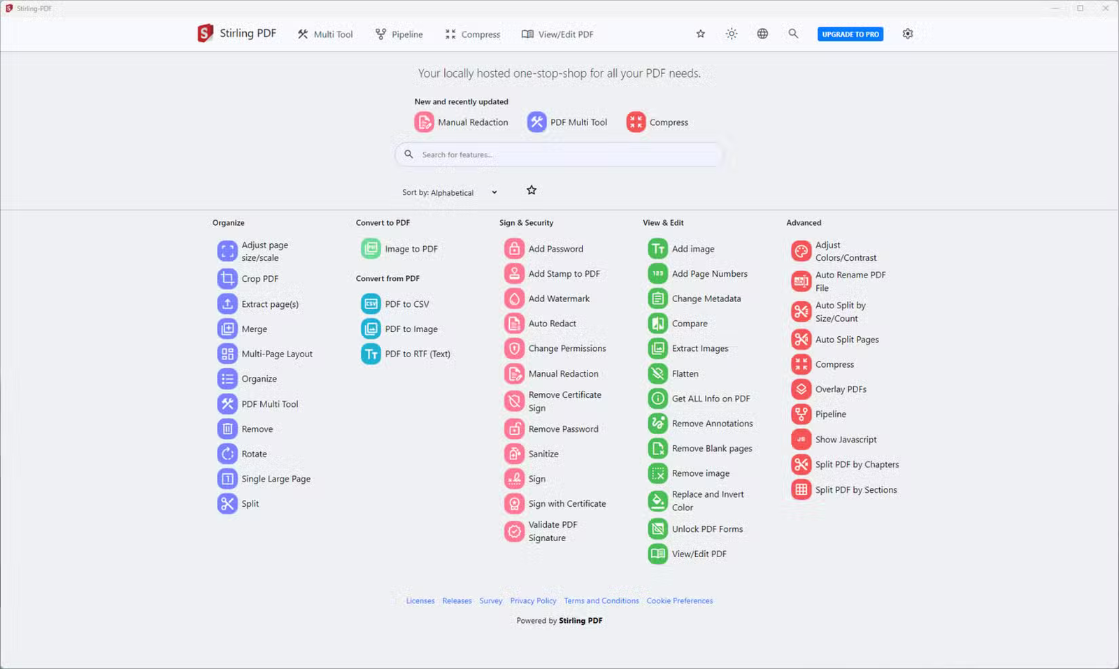 Une capture d'écran montrant l'application Stirling PDF en action.