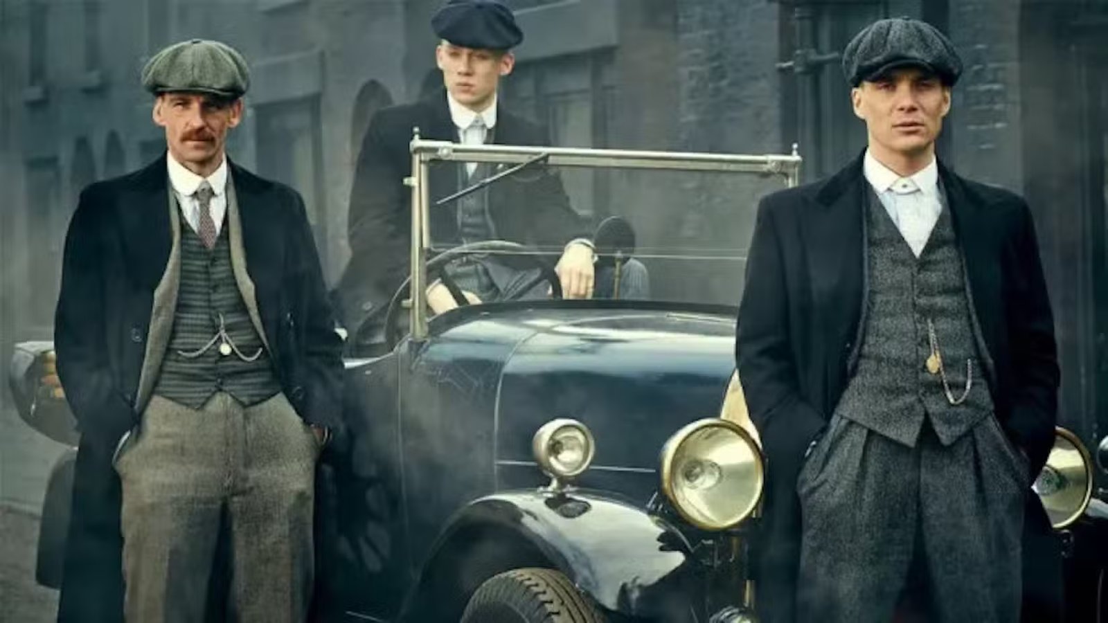 Exploit d'image officiel de Peaky Blinders. Cillian Murphy, Paul Anderson et Joe Cole.