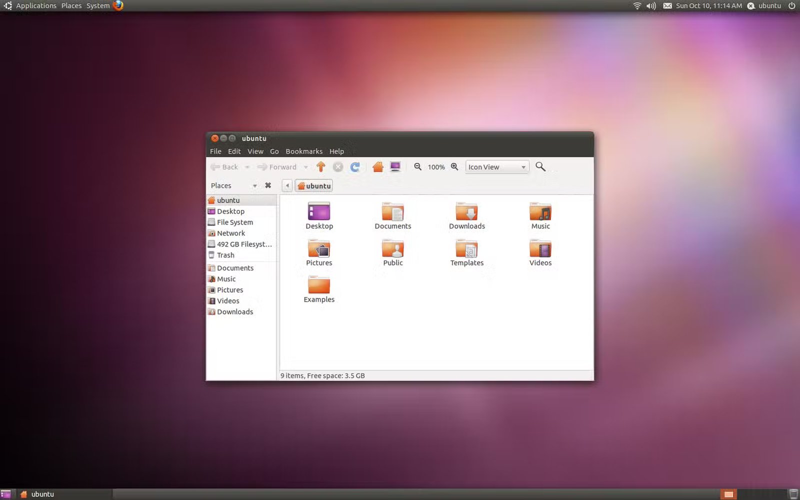 Un bureau Ubuntu 10.10 Maverick Meerkat.