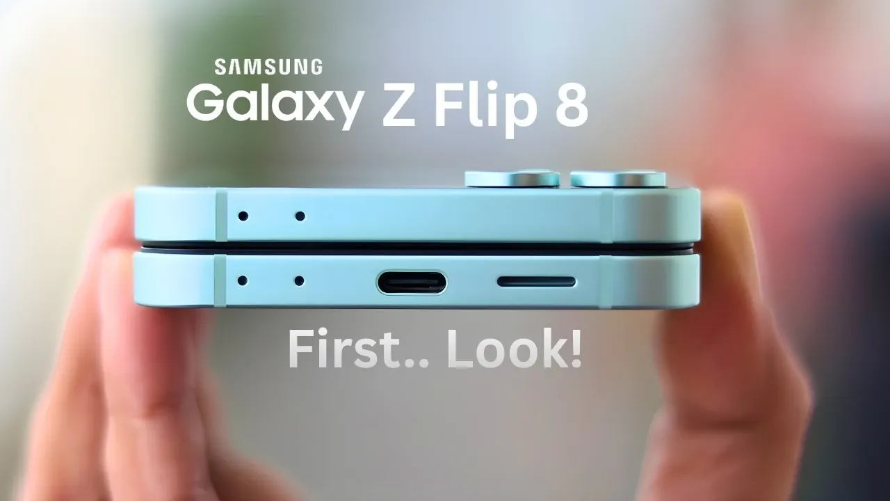 Le dessin de style brevet montre un Galaxy Z Flip 8 avec un écran extérieur enveloppant et une découpe circulaire.