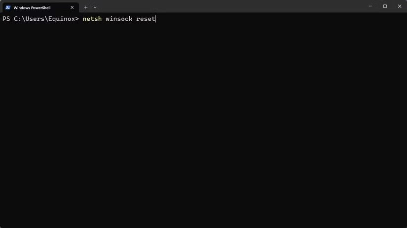 Réinitialisation de Winsock dans PowerShell. 