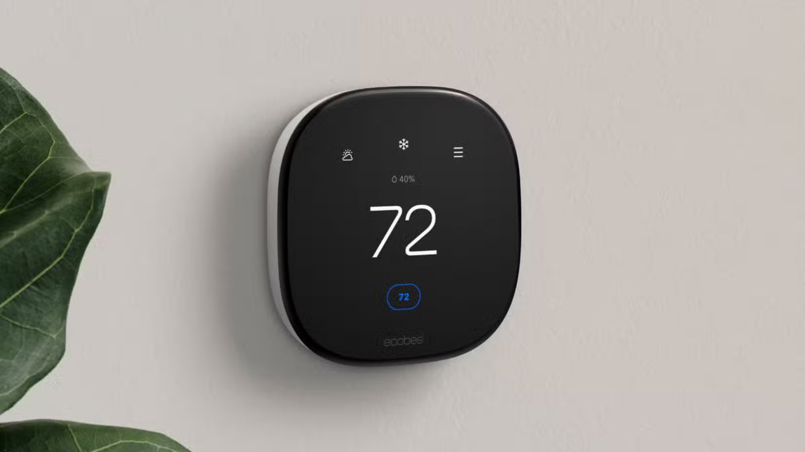 Photo d'un thermostat Ecobee sur un mur.