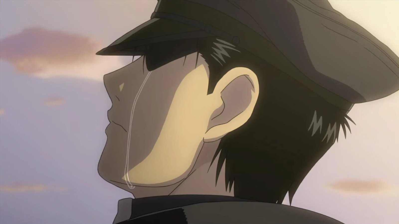 Fullmetal Alchemist Brotherhood toujours de Roy Mustang en train de pleurer. 