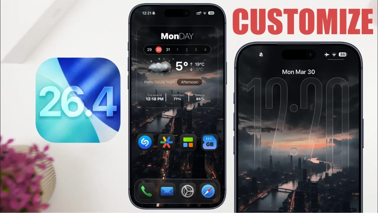 Image sélectionnée pour iOS 26.4 - PERSONNALISEZ le nouvel écran de verrouillage et l'écran d'accueil !