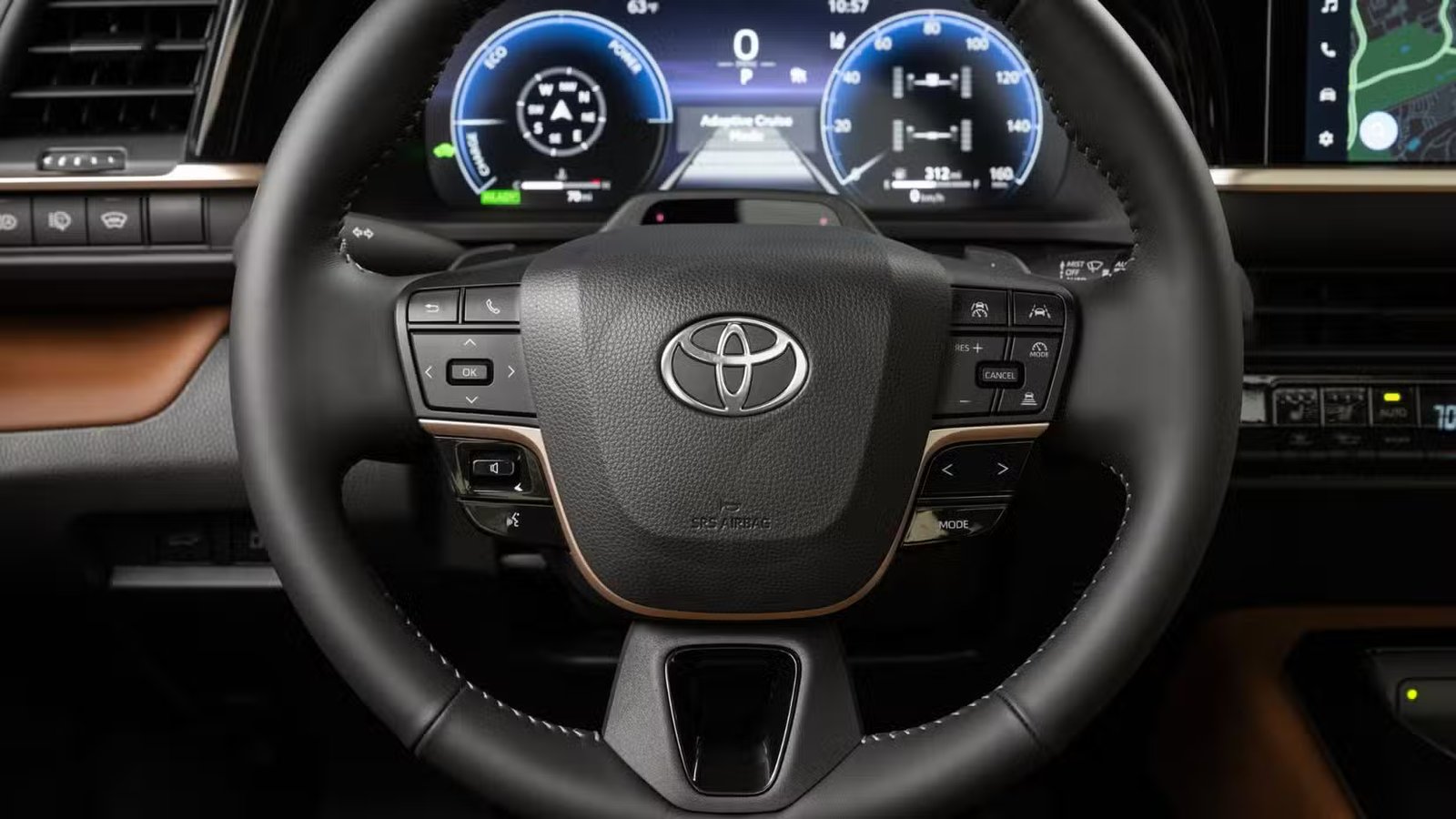 Gros plan du volant et du groupe d’instruments numériques de la Toyota Crown Signia Limited 2025.