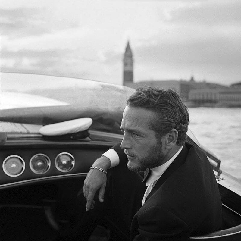 Paul Newman, barbu et nœud papillon, à Venise (1963)