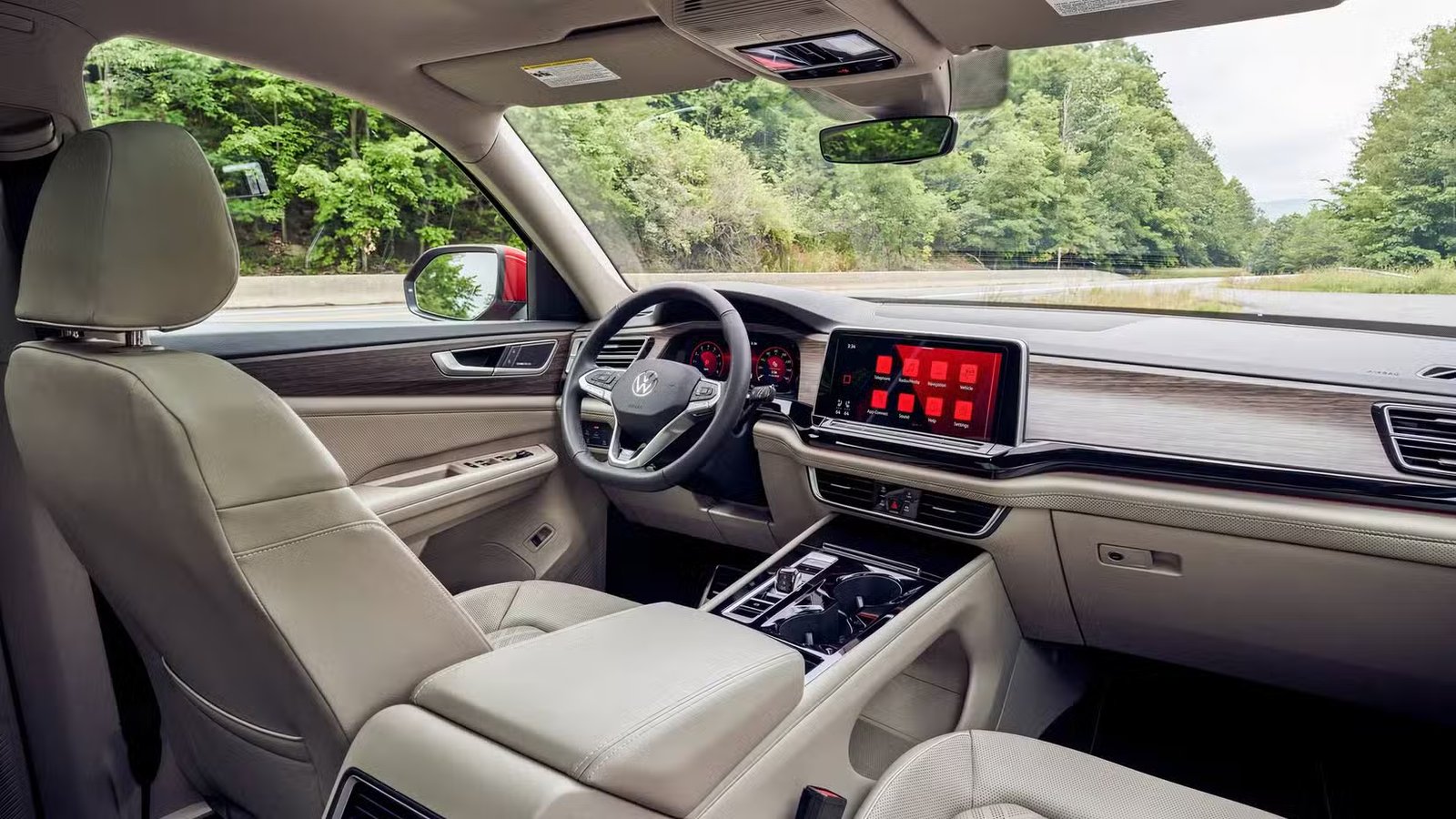 Vue intérieure du tableau de bord du Volkswagen Atlas 2026