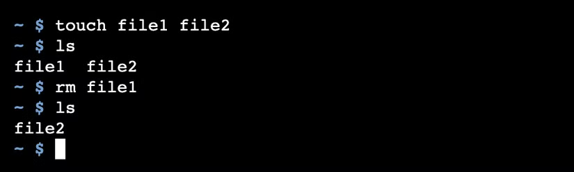 La commande Linux rm supprimant un seul fichier.
