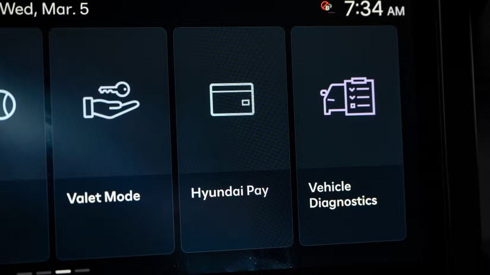 Gros plan de l’écran d’infotainemtn d’une Hyundai Palisade 2026.