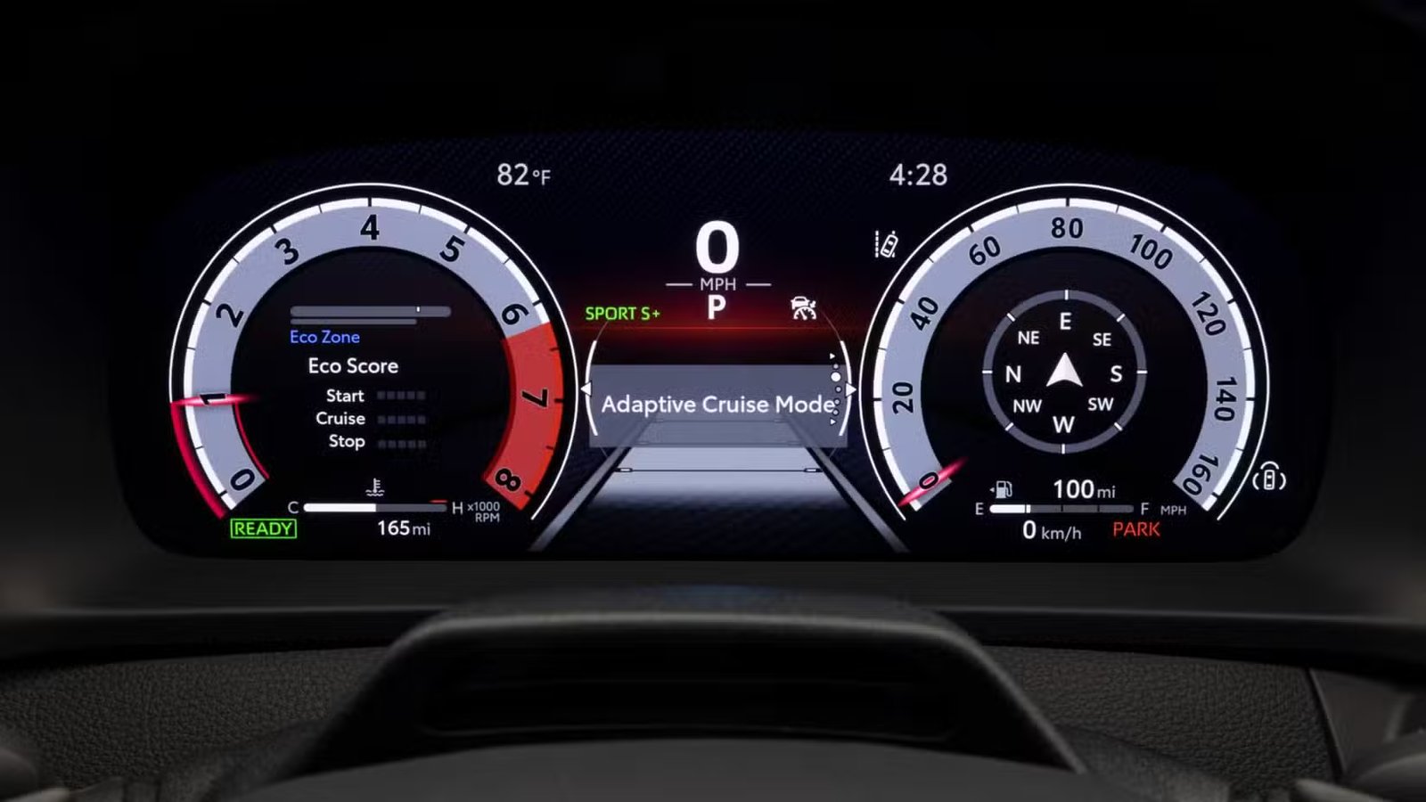 Gros plan du groupe d’instruments numériques d’une Toyota Crown Platinum 2026.