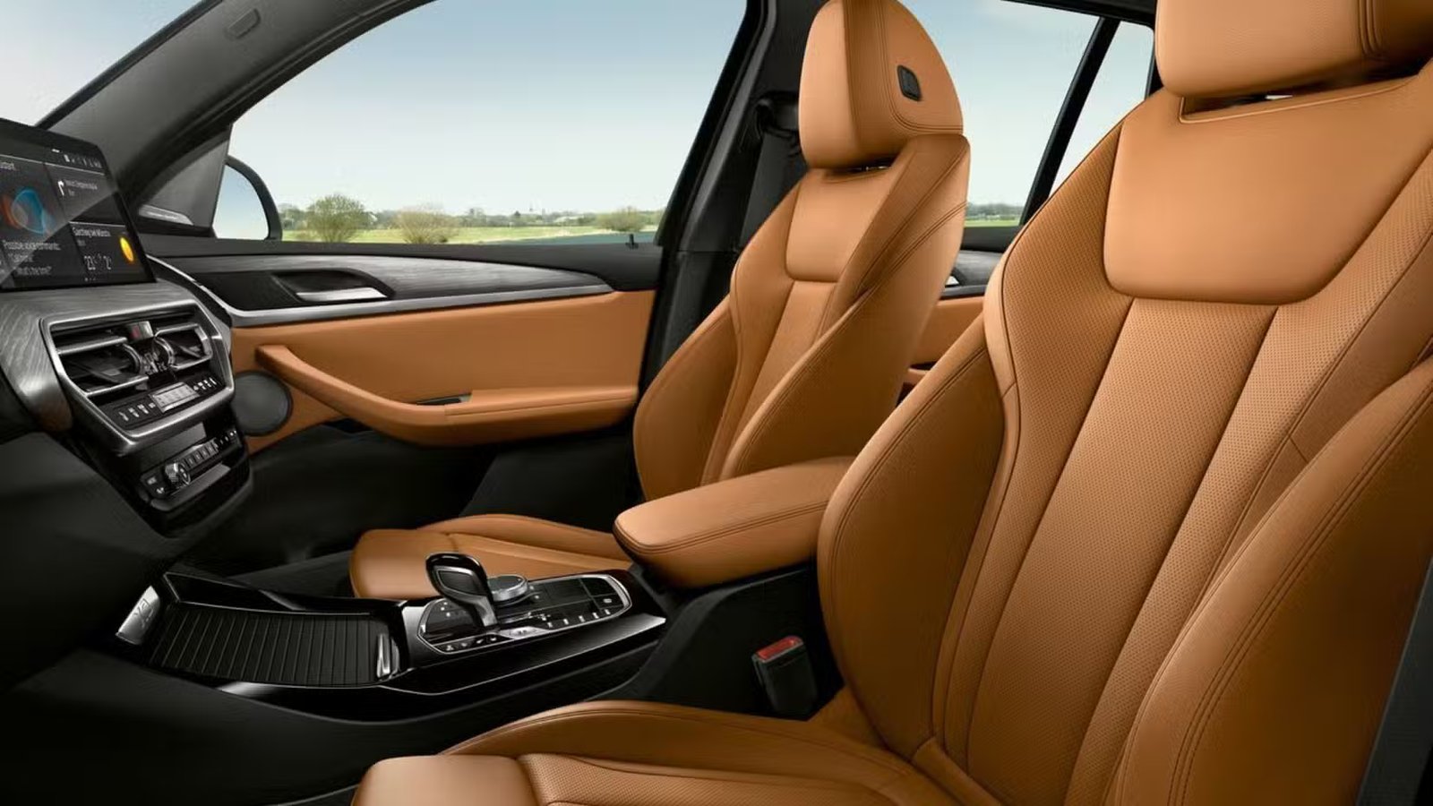 Plan de l'intérieur en cuir de l'habitacle d'un BMW X3 2022.