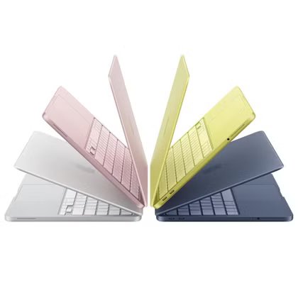 Couleurs du MacBook Neo sur fond blanc.