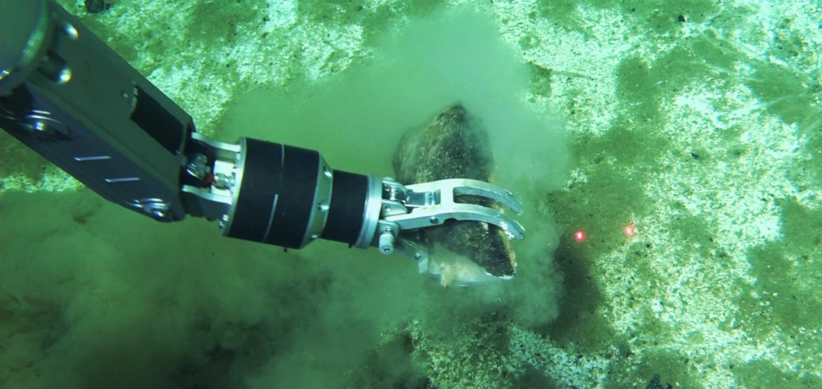 Les chercheurs ont utilisé le bras manipulateur du submersible chinois Fendouzhe pour récupérer des spécimens fossiles de la zone Diamantina.