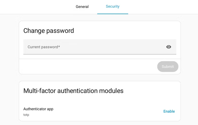 Authentification multifacteur dans Home Assistant.