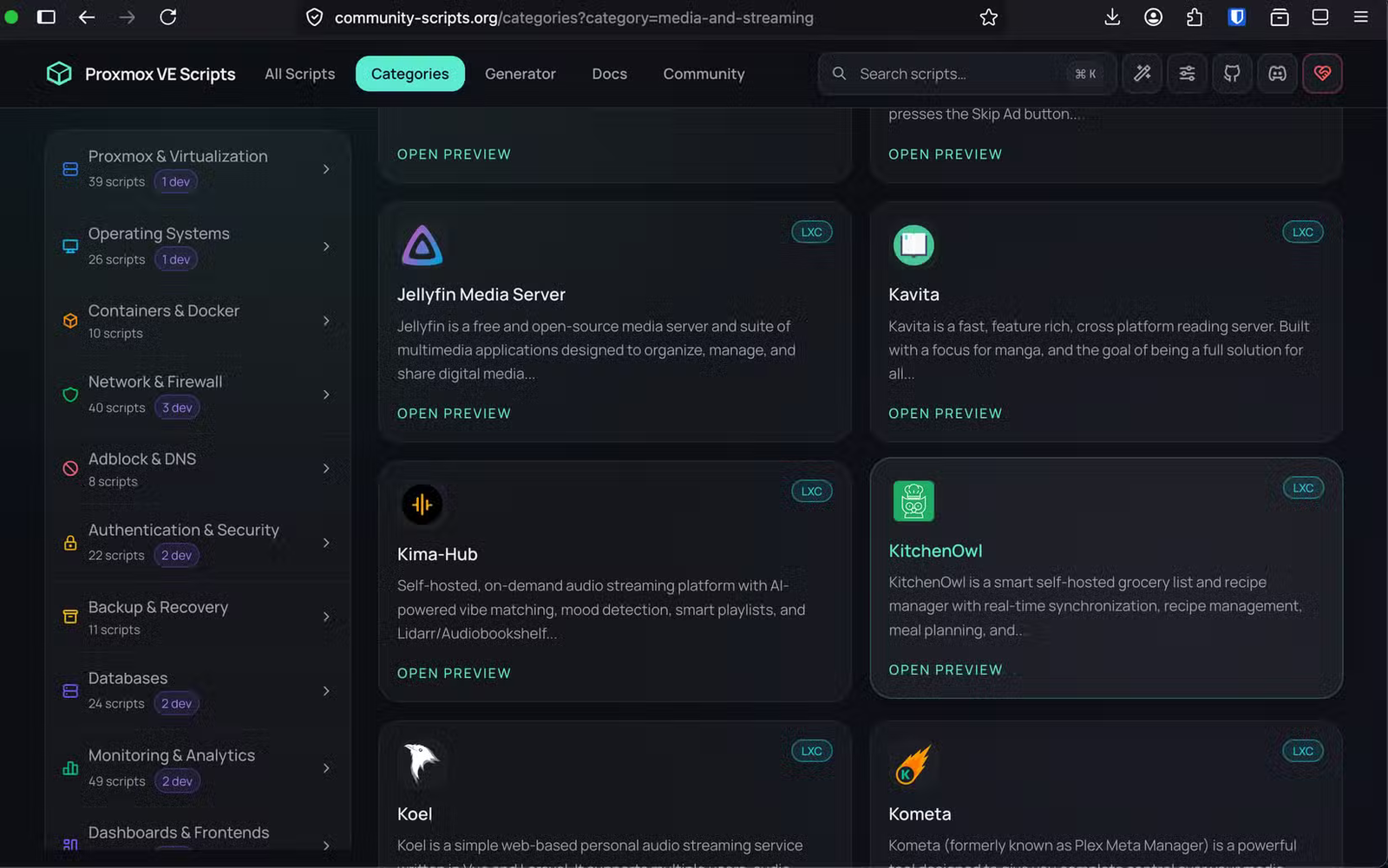 Scripts de la communauté Proxmox