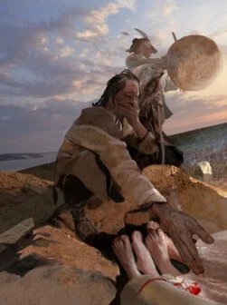 Hunter Gatherer Peste Enterrements Reconstruction Artistique