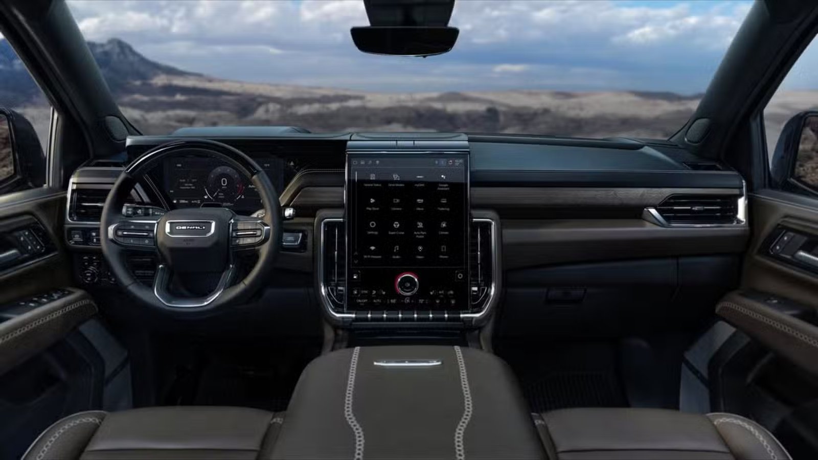 Plan du tableau de bord à l'intérieur d'un GMC Yukon Denali 2025.