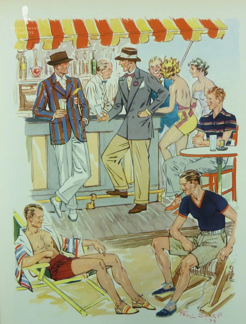 Illustration d'hommes dans divers ensembles d'été classiques