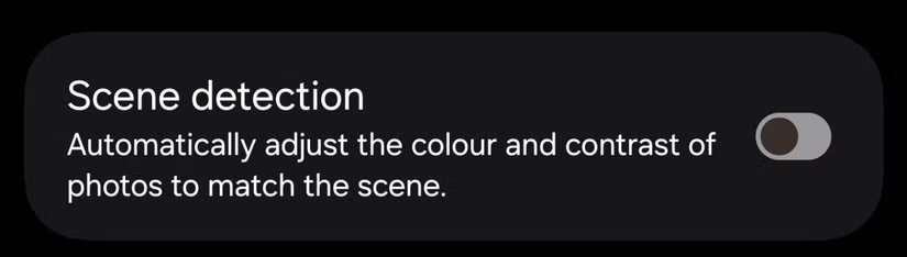 La bascule Détection de scène dans l'application appareil photo de Samsung.