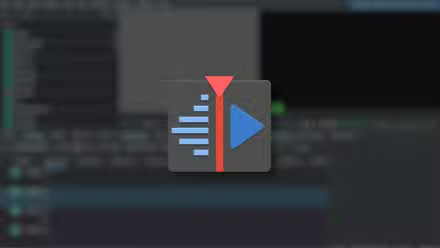 Logo Kdenlive sur une chronologie de montage vidéo.