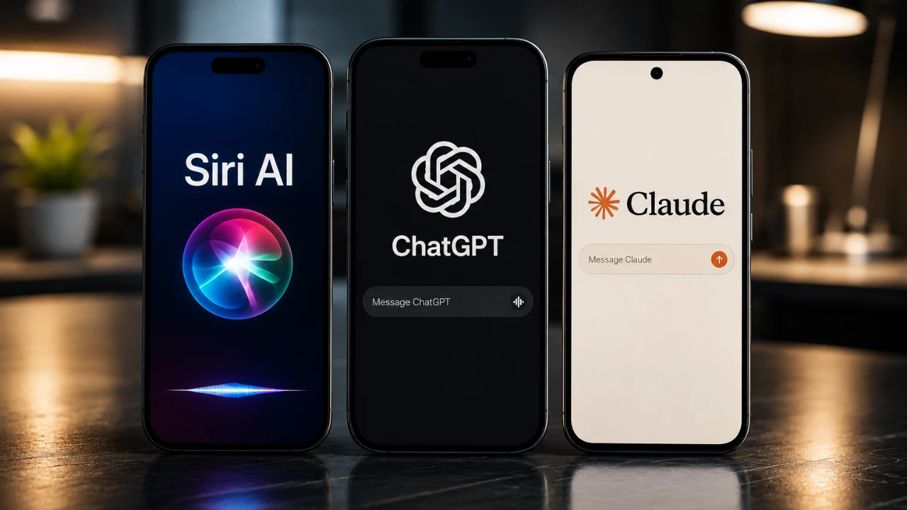 Siri AI contre ChatGPT contre Claude