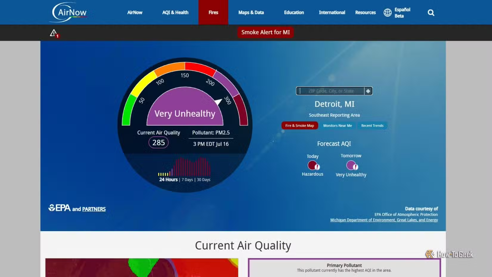 EPA AirNow Détroit