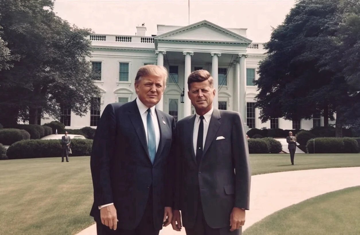 Image IA du président Donald Trump et du président John F. Kennedy, publiée sur Truth Social le 26 juillet 2026.