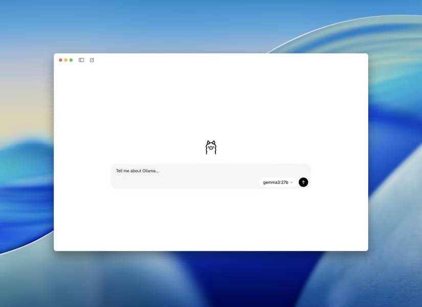Capture d'écran de l'application de bureau Ollama.