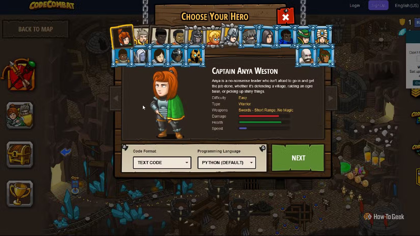 CodeCombat choisit un héros