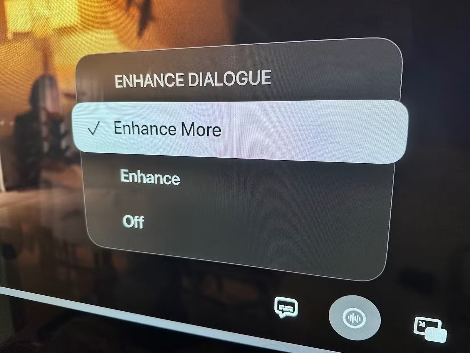 La fonctionnalité d'amélioration de la boîte de dialogue Apple TV.