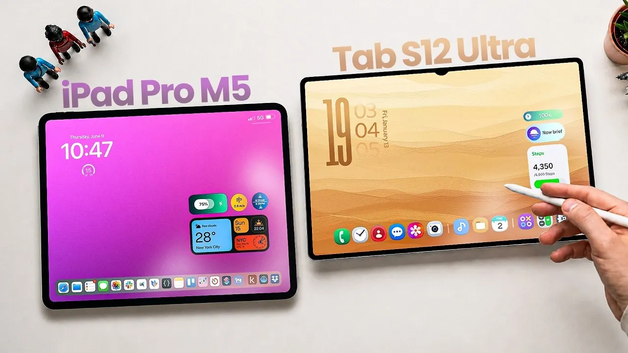 Samsung Galaxy Tab S12 Ultra affichant un fond d’écran coloré