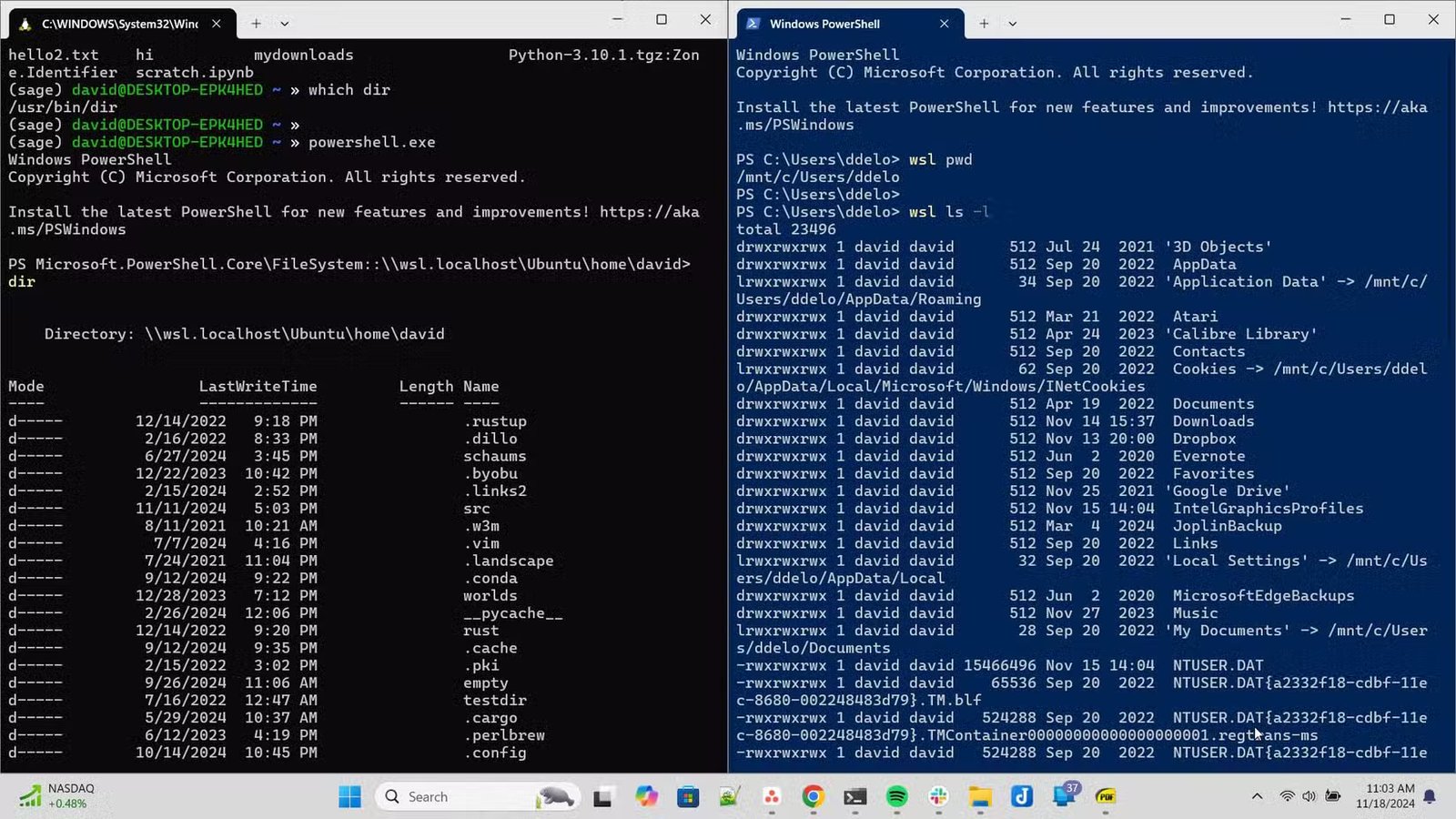 Exécuter des commandes Windows et Linux ensemble dans les fenêtres WSL et PowerShell.